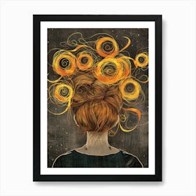 Woman and Thoughts Art Print