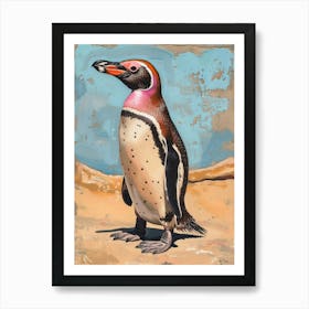 Galapagos Penguin King George Island Colour Block Painting 1 Art Print