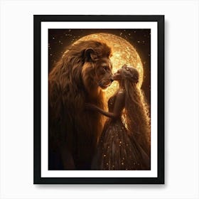 Lion And The Woman Art Print