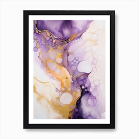 Purple, White, Gold Flow Asbtract Painting 0 Art Print