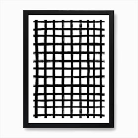 Black And White Checkered Pattern Grid Art Print