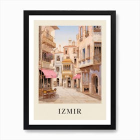 Izmir Turkey 1 Vintage Pink Travel Illustration Poster Art Print