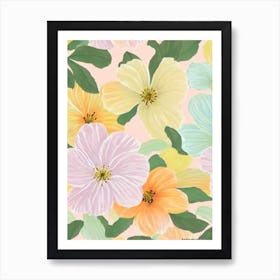 Alstromeria Pastel Floral 5 Flower Art Print