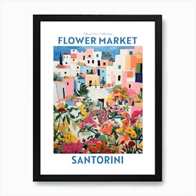 Santorini Greece Flower Market Floral Art Print Travel Print Plant Art Modern Style Art Print