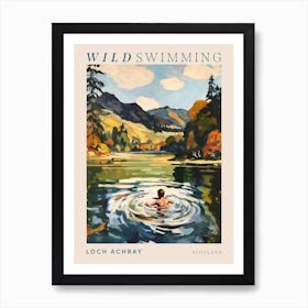 Wild Swimming At Loch Achray Scotland 2 Poster Art Print