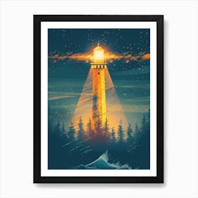 Lighthouse At Night 15 Art Print