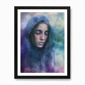 Watercolor Of A Girl Portrait Painting Art Print