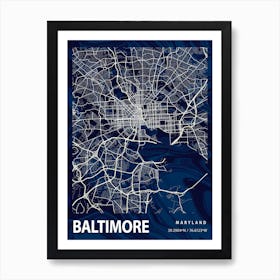 Baltimore Crocus Marble Map Art Print