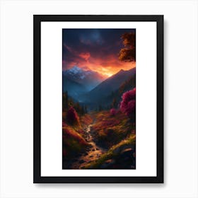 Sunset In The Mountains Art Print