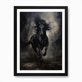 A Horse Painting In The Style Of Tenebrism 3 Art Print