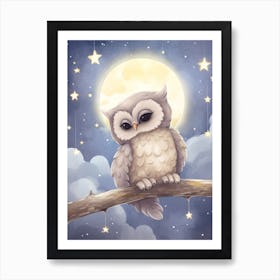 Sleeping Baby Owl Art Print