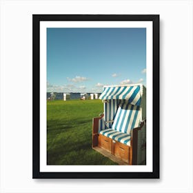 Blue and White Stripes and the Sun  Art Print