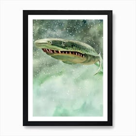 Frilled Shark Storybook Watercolour Art Print