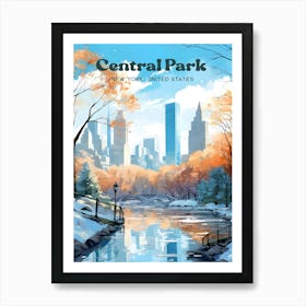 Central Park New York Serene Modern Travel Art Art Print