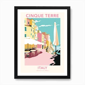 Cinque Terre, Italy, Flat Pastels Tones Illustration 2 Poster Art Print