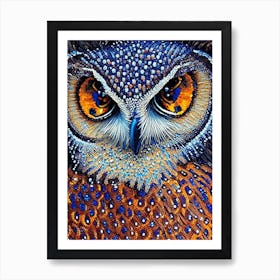 Owl Pointillism 2 Bird Art Print