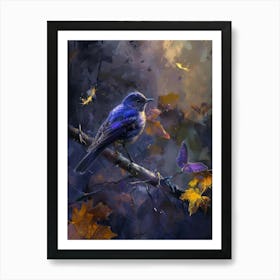 Blue Bird In Autumn Art Print