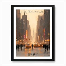 City Just Never Sleeps, minimalist soft tones palette, watercolor poster Art Print