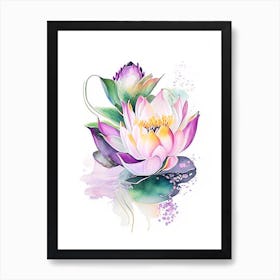 Lotus Flower Bouquet Watercolour 2 Art Print
