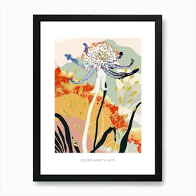 Colourful Flower Illustration Poster Queen Annes Lace 4 Art Print