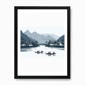 Canoes On The Lake 1 Art Print