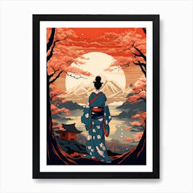 Geisha Ukiyo E Landscape  4 Art Print