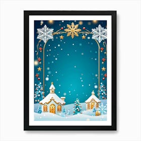 An Ornate Fanciful Christmas Frame Rich In Holiday Decor Where Details Of Garlands Ornaments An (4) Art Print