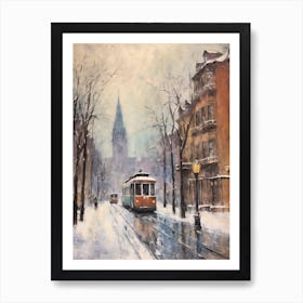 Vintage Winter Painting Boston Usa 2 Art Print