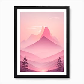 Misty Mountains Vertical Background In Pink Tone 35 Art Print