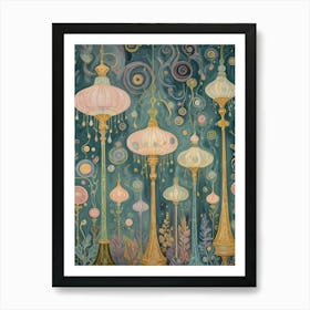 Lanterns In The Night Art Print