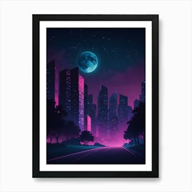 Neon City Night Art Print