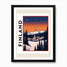 Retro Winter Stamp Poster Rovaniemi Finland 1 Art Print