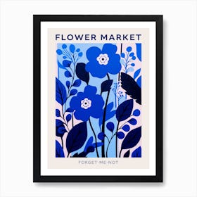 Blue Flower Market Poster Forget Me Not 1 Art Print