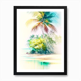Rarotonga Cook Islands Watercolour Pastel Tropical Destination Art Print