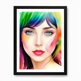 Portrait Of A Woman With Colorful Hair 4 Art Print