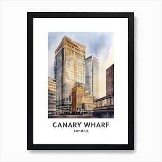 Canary Wharf, London 4 Watercolour Travel Poster Art Print