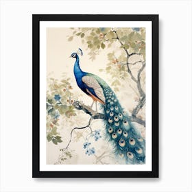 Peacock In The Tree Branches Art Print