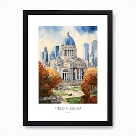 Field Museum Chicago Watercolour Travel Poster Art Print