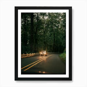 Headlights in the Forest Art Print