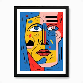 Picasso Inspired Geometric Face 3 Art Print