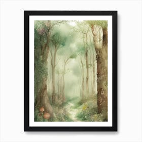 Watercolor Forest Path Art Print