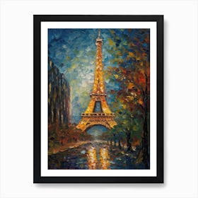 Eiffel Tower Paris Van Gogh Style 3 Art Print