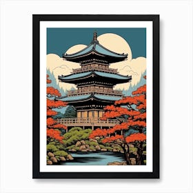 Byodo In Temple, Japan Vintage Travel Art 4 Art Print