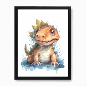 Majungasaurus Cute Dinosaur Watercolour 4 Art Print