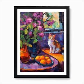 Lilac With A Cat 4 Fauvist Style Painting Art Print