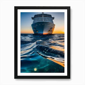 Cruise Ship At Sunset Art Print