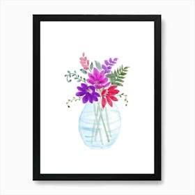 Watercolor Flowers In A Vase Art Print