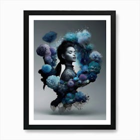 Abstract woman Face With Flowers Art Print