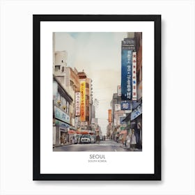 Seoul 3 Watercolour Travel Poster Art Print