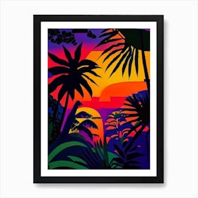 Tropical Plants Abstract Sunset 2 Art Print